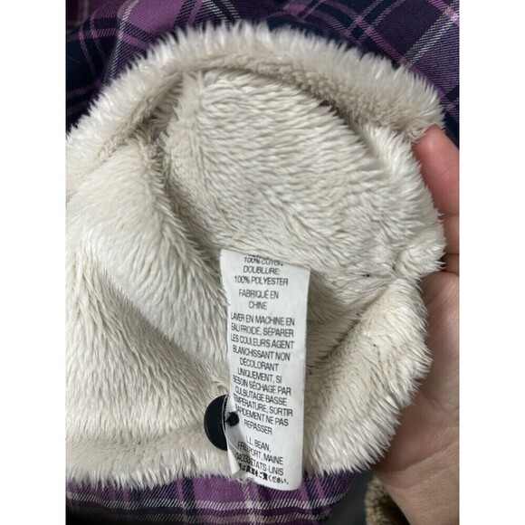 LL Bean Minky Fleece Flannel Shirt Women’s Medium Plaid Shacket Gorpcore Cozy - Picture 3 of 6